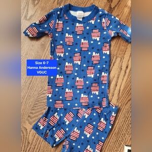 Hanna Andersson Snoopy Patriotic Shortalls